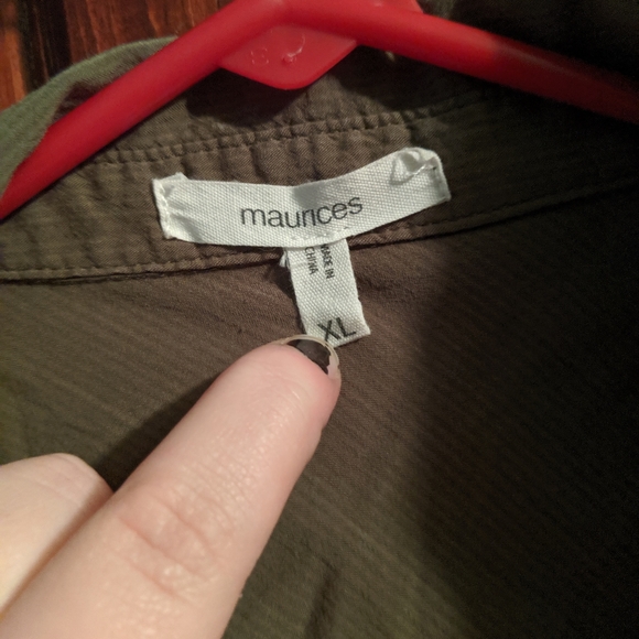Maurice's olive green button up shirt - Picture 2 of 3